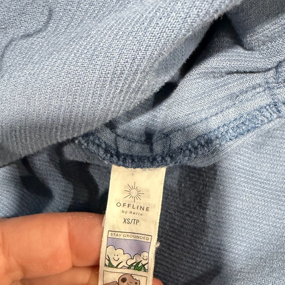 2/$25 Aerie Blue Textured Corduroy Long Sleeve Half Zip Tunic Shacket Top - Picture 8 of 10
